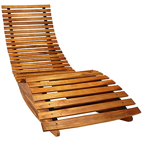 cucunu Chase Lounge Outdoor I Durable, Reliable Acacia Wood Patio Lounge Chair Furniture I Rocking Sun Lounger Chair for Sunbathing I Patio Lounge Chair