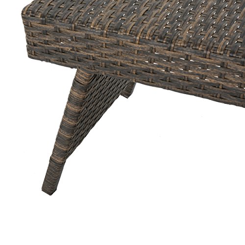 Christopher Knight Home Thira Outdoor Wicker Lounge Set with Side Table, Mix Mocha