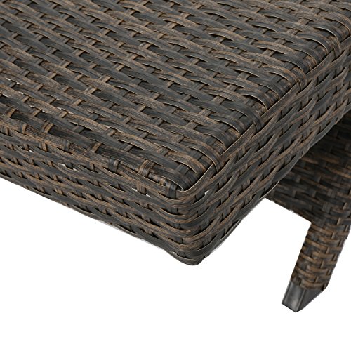 Christopher Knight Home Thira Outdoor Wicker Lounge Set with Side Table, Mix Mocha