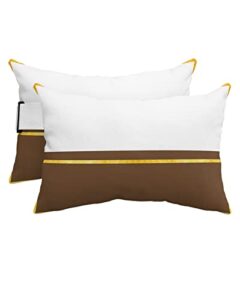 prime leader recliner head pillow ledge loungers chair pillows with insert geometric modern art yellow stripes white brown lumbar pillow with adjustable strap outdoor waterproof patio pillows, 2 pcs