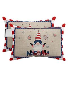 recliner head pillow ledge loungers chair pillows with insert independence day american flag pentagram gnome red white stripes border lumbar pillow with adjustable strap patio cushion, 2 pcs