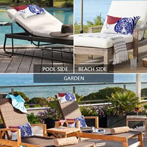 Recliner Head Pillow Ledge Loungers Chair Pillows with Insert Line Blue Magnolia Flowers Tiger Red Sun Lumbar Pillow with Adjustable Strap Outdoor Waterproof Patio Pillows for Beach Pool, 2 PCS