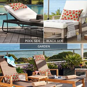 Recliner Head Pillow Ledge Loungers Chair Pillows with Insert Watercolor Fruit Texture Lumbar Pillow with Adjustable Strap Outdoor Waterproof Patio Pillows for Couch Beach Pool Office Chair, 2 PCS