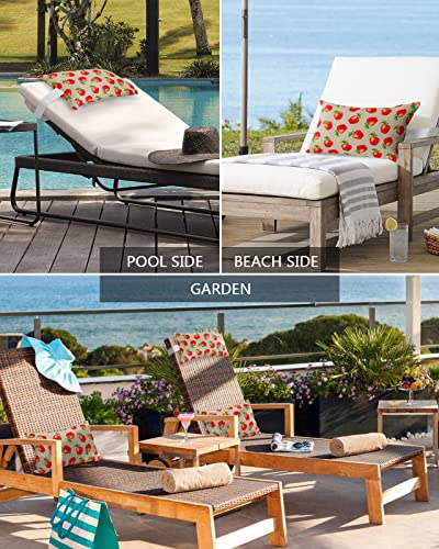 Recliner Head Pillow Ledge Loungers Chair Pillows with Insert Watercolor Fruit Texture Lumbar Pillow with Adjustable Strap Outdoor Waterproof Patio Pillows for Couch Beach Pool Office Chair, 2 PCS