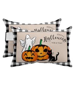 recliner head pillow ledge loungers chair pillows with insert trick or treat pumpkin ghost black cat lumbar pillow with adjustable strap outdoor waterproof patio pillows for beach pool chair, 2 pcs