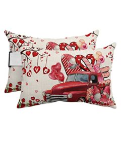 recliner head pillow ledge loungers chair pillows with insert romantic love heart red car tree gnome couple beige lumbar pillow with adjustable strap patio garden cushion for sofa bench couch, 2 pcs