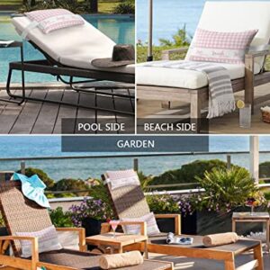 Recliner Head Pillow Ledge Loungers Chair Pillows with Insert Pink Plaid Love Laught Live Lumbar Pillow with Adjustable Strap Outdoor Waterproof Patio Pillows for Couch Beach Pool Office Chair, 2 PCS