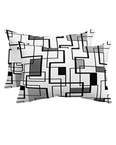 recliner head pillow ledge loungers chair pillows with insert modern abstract art black grey geometry line lumbar pillow with adjustable strap outdoor waterproof patio pillows for beach pool, 2 pcs
