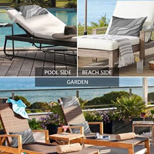 Recliner Head Pillow Ledge Loungers Chair Pillows with Insert Modern Abstract Geometric Black Grey Gradient Lumbar Pillow with Adjustable Strap Outdoor Waterproof Patio Pillows for Beach Pool, 2 PCS