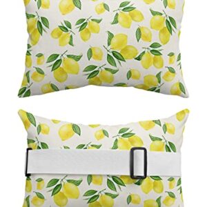 Recliner Head Pillow Ledge Loungers Chair Pillows with Insert Summer Farm Rustic Yellow Lemon Lumbar Pillow with Adjustable Strap Outdoor Waterproof Patio Pillows for Beach Pool Chair, 2 PCS