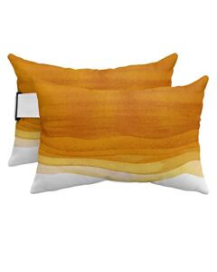 recliner head pillow ledge loungers chair pillows with insert watercolor orange and white gradient lumbar pillow with adjustable strap outside patio decorative garden cushion for bench couch, 2 pcs