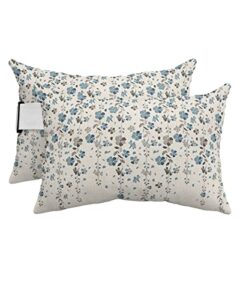 recliner head pillow ledge loungers chair pillows with insert flower blue grey cherry blossoms cotton linen background lumbar pillow with adjustable strap patio garden cushion for bench couch, 2 pcs