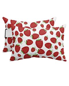 recliner head pillow ledge loungers chair pillows with insert strawberry pattern lumbar pillow with adjustable strap outdoor waterproof patio pillows for couch beach pool office chair, 2 pcs
