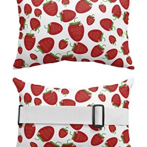Recliner Head Pillow Ledge Loungers Chair Pillows with Insert Strawberry Pattern Lumbar Pillow with Adjustable Strap Outdoor Waterproof Patio Pillows for Couch Beach Pool Office Chair, 2 PCS