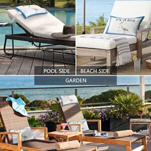 Recliner Head Pillow Ledge Loungers Chair Pillows with Insert White Stork Blue Frame Lumbar Pillow with Adjustable Strap Outdoor Waterproof Patio Pillows for Couch Beach Pool Office Chair, 2 PCS