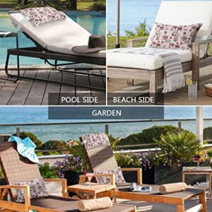 Recliner Head Pillow Ledge Loungers Chair Pillows with Insert Vintage Fruit Cotton Linen Patch Texture Lumbar Pillow with Adjustable Strap Outdoor Waterproof Patio Pillows for Beach Pool, 2 PCS