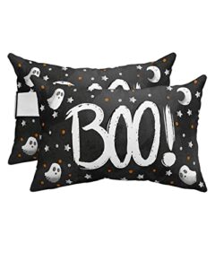 recliner head pillow ledge loungers chair pillows with insert cartoon ghost stars polka dots black lumbar pillow with adjustable strap outside patio decorative garden cushion for bench couch, 2 pcs
