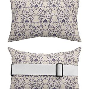 Recliner Head Pillow Ledge Loungers Chair Pillows with Insert Baroque Retro Mid-Century Purple Euporean Pattern Lumbar Pillow with Adjustable Strap Patio Garden Cushion for Sofa Bench Couch, 2 PCS