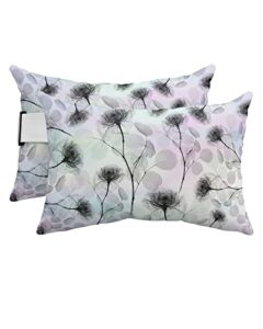 recliner head pillow ledge loungers chair pillows with insert x-ray roses dreamy pink purple green lumbar pillow with adjustable strap outside patio decorative garden cushion for bench couch, 2 pcs