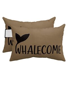 recliner head pillow ledge loungers chair pillows with insert whalecome tail cartoon brown lumbar pillow with adjustable strap outdoor waterproof patio pillows for beach pool chair, 2 pcs