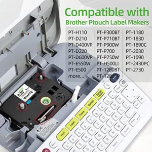 Labelife Compatible Label Tape Replacement for Brother TZe TZ Tape 9mm 0.35" Laminated White Label Maker Tape TZe-221 TZe221 for Brother P Touch PT-D210 PT-D200 PT-H110 PT-D400 PT-1290 PT-1750, 5-Pack