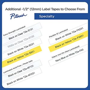 Brother Genuine P-touch TZE-1312PK Tape, 1/2" (0.47") Standard Laminated P-touch Tape, Black on Clear, Perfect for Indoor or Outdoor Use, Water Resistant, 26.2 Feet (8M) each, Two-Pack