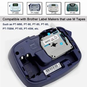 Anycolor Compatible M-K231s Label Tape Replacement for Brother P Touch M Tape M-K231 M231 MK231 12mm 0.47 White, Work with Brother Ptouch PT-M95 PT-90 PT-70 PT-65 PT-85 45 Label Maker Refills, 4-Pack