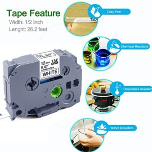 6 Pack Replacement for Brother P Touch Label Maker Tape,TZe Tz Tape 12mm 0.47 Laminated White/Clear/Red/Yellow/Blue/Green P Touch Label Tape Use for Brother Label Maker PT-D210 PT-H110 PT-D220 D400