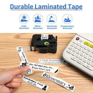 Tz Tape 18mm 0.7 Laminated White Replacement for TZe-241 TZe Ptouch Black on White Compatible with Brother P-Touch Label Maker Refills PTD400 PTD600, 3/4 Inch x 26.2 feet, 2 Pack