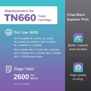 TN660 MYCARTRIDGE Compatible Toner Cartridge Replacement for Brother TN-660 TN660 TN-630 TN630 to use with HL-L2380DW HL-l2300d HL- L2340DW HL-L2320D MFC-L2700DW MFC-L2740DW Printer (2-Black) TN660