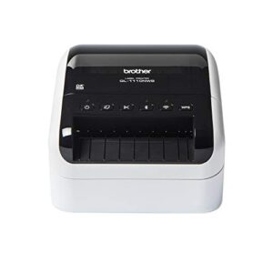 brother ql-1110nwb label maker, shipping labeller, wireless, pc connected, network and bluetooth, desktop, wide format 4 inch labels