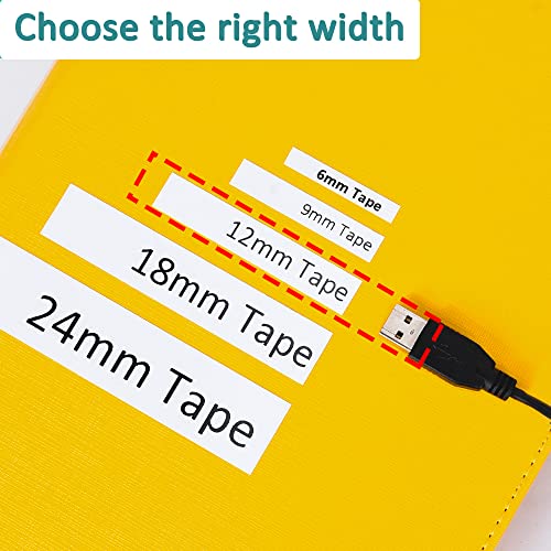 Hehua Tze Tz Tape 12mm 0.47 Laminated White Compatible for Brother Label Maker Tape TZe-231 TZe231 TZ-231 TZ231 1/2'' for Brother Ptouch PT D210 1880 H100 PTD400 PTH110 PTD600, Black on White, 6 Pack