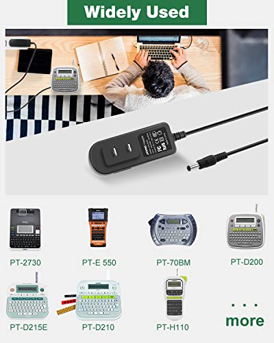 9V AC DC Adapter for Brother P-Touch PT-D210 PTD210 PT-D200 PTD200 PT-D215e PT-D200VP PTH110 PT70BM Label Maker Replacing Batteries for Brother AD-24 AD-24ES AD-20 AD-30 AD-60, JOVNO 1.6A Power Supply