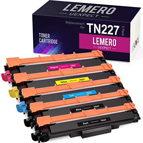 TN227 TN-227BK/C/M/Y High Yield LemeroUexpect Compatible Toner Cartridge Replacement for Brother TN227 TN-227 TN227BK TN223 for MFC-L3770CDW HL-L3270CDW HL-L3290CDW MFC-L3750CDW HL-L3210CW Printer, 5P