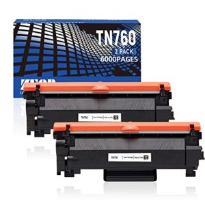 tn760 6000 pages 2 packs toner cartridge replacement with chip for brother tn-730 tn-760 black high yield for dcp-l2550dw hll2395dw mfcl2710dw mfc-l2750dw printer