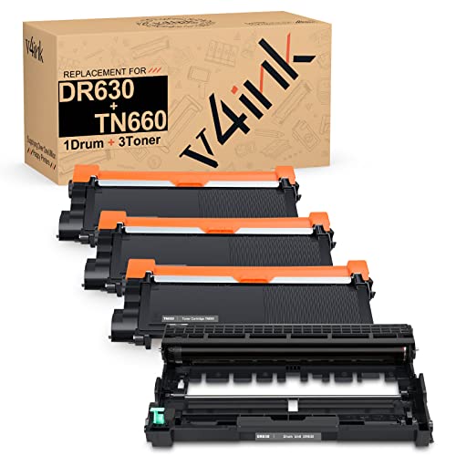 v4ink Compatible DR630 TN660 Set Replacement for Brother DR630 Drum TN660 Toner (1D+ 3T) for Brother HL-L2300D L2320D L2360DW L2380DW MFC L2700DW L2720DW L2740DW Tray_Toners_Cartridges_Printer