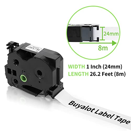 8-Pack, Buyalot Compatible 1 Inch Label Tape Replacement for Brother P Touch 24mm Tape Tze-251 TZ TZe 251 0.94 Laminated White for Brother Ptouch PTD600 PT-P710BT PTP750W Label Maker