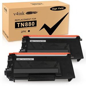 v4ink 2-pack compatible toner cartridge replacement for brother tn880 tn-880 to use with hl-l6200dw hl-l6250dw hl-l6300dw hl-l6400dw mfc-l6700dw mfc-l6750dw mfc-l6800dw mfc-l6900dw (new version)