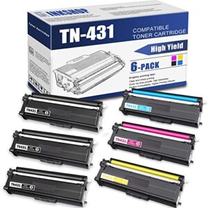 tn431 compatible tn-431bk tn-431c tn-431y tn-431m toner cartridge replacement for brother tn-431 hl-l8260cdw hl-l8360cdw dcp-l8410cdw mfc-l8610cdw toner.(3bk+1c+1y+1m)