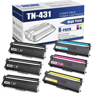 TN431 Compatible TN-431BK TN-431C TN-431Y TN-431M Toner Cartridge Replacement for Brother TN-431 HL-L8260CDW HL-L8360CDW DCP-L8410CDW MFC-L8610CDW Toner.(3BK+1C+1Y+1M)