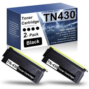 2-pack tn430 tn-430 black high yield toner cartridge compatible replacement for brothe intellifax-4100 4750 5750e printer.