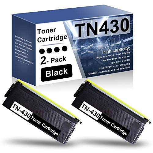 2-Pack TN430 TN-430 Black High Yield Toner Cartridge Compatible Replacement for Brothe IntelliFax-4100 4750 5750e Printer.