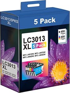 lc3013 5pks high yield compatible ink cartridge replacement for brother lc3013 lc-3013 lc3011 work with mfc-j690dw mfc-j895dw printer (2 black, 1 cyan, 1 magenta, 1 yellow)