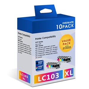 10pack lc103 ink cartridges for brother printer for brother lc103 xl ink cartridges value pack replacement with brother lc103xl lc-103xl lc101 work with mfc-j870dw mfc-j475dw mfc-j470dw mfc-j450dw