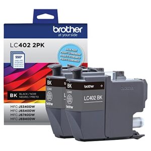 Brother Genuine LC402 2PK 2-Pack of Standard Yield Black Ink Cartridges