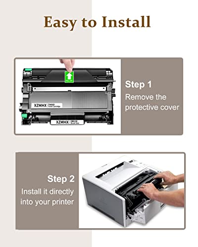 XZMHX Compatible Drum Unit and Toner Cartridge Replacement for Brother TN660 TN 660 TN630 TN 630 DR630 DR 630 High Yield for HL-L2300D HL-L2380DW DCP-L2540DW MFC-L2740DW Printer (DR630+TN660)