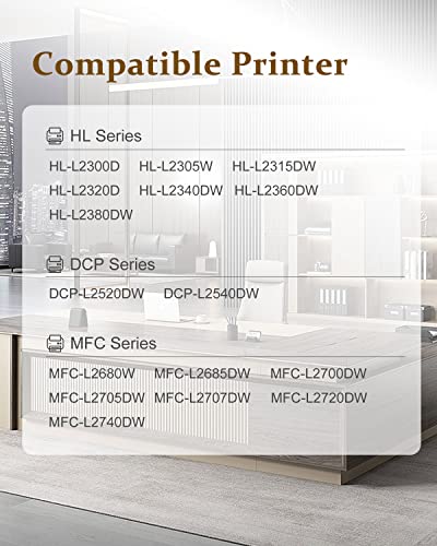 XZMHX Compatible Drum Unit and Toner Cartridge Replacement for Brother TN660 TN 660 TN630 TN 630 DR630 DR 630 High Yield for HL-L2300D HL-L2380DW DCP-L2540DW MFC-L2740DW Printer (DR630+TN660)