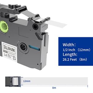P PUTY Compatible Label Tape Replacement for Brother P Touch TZe-231 TZ-231 Label Maker Tape, 0.47" Laminated for PT-D210 PT-H100 PT-1280 PT-1880 12mm (1/2 Inch) x 8m (26.2 ft) Black on White 4-Pack