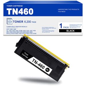 1 pack high yield compatible tn460 tn-460 black toner cartridge replacement for brother 4100 4750 4750e 5750e 8300 8700 9660 9700 9750 9870 9880 1230 1240 1270n toner printer, sold by litqua