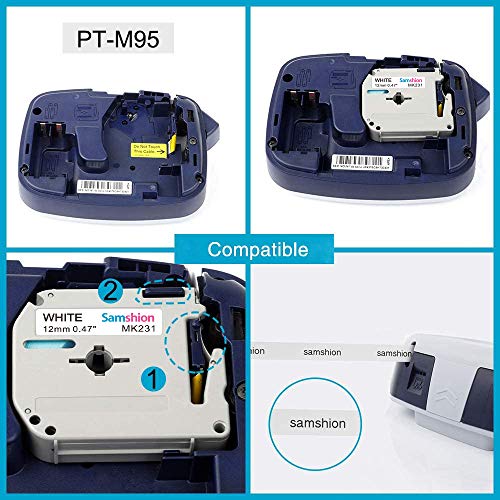 Samshion M-K231s Compatible with Brother P Touch M Tape 12mm 0.47 White M-231 MK231 M-231 M-K231 Label Maker Refill for Brother Ptouch PT-65 PT-M95 PT-90 PT-80 PT-70BM PT-45, 6 Pack, 26.2 Feet